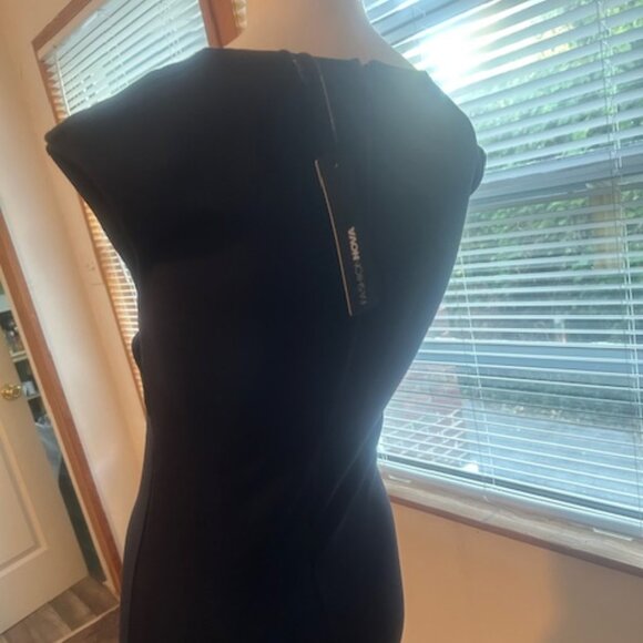 Fashion Nova Bills Paid Black V-neck bodycon Midi dress, size L - Picture 3 of 6